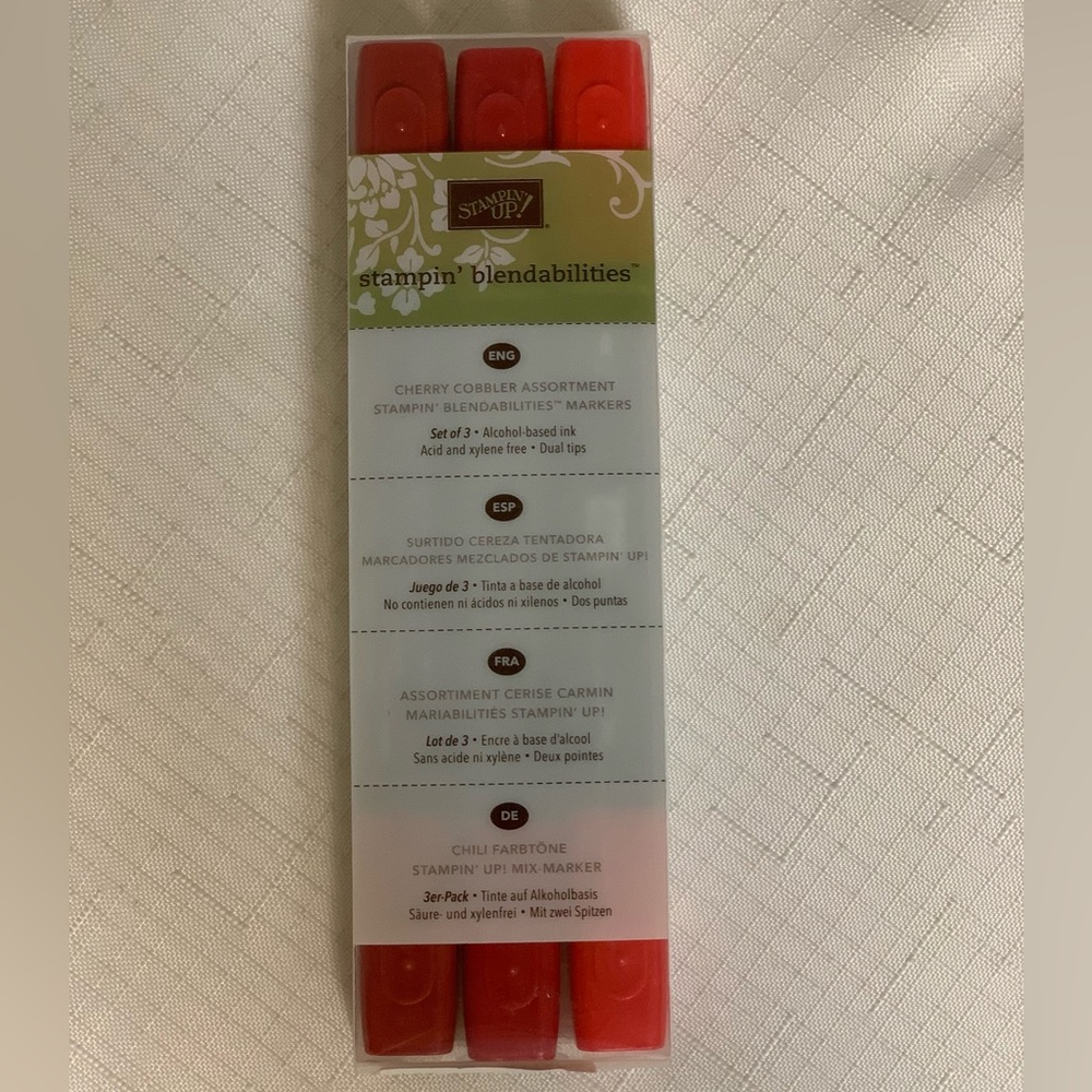 Stampin Up Blendabilities Cherry Cobbler Assortment Markers Dual Tip Ink 3-Pack